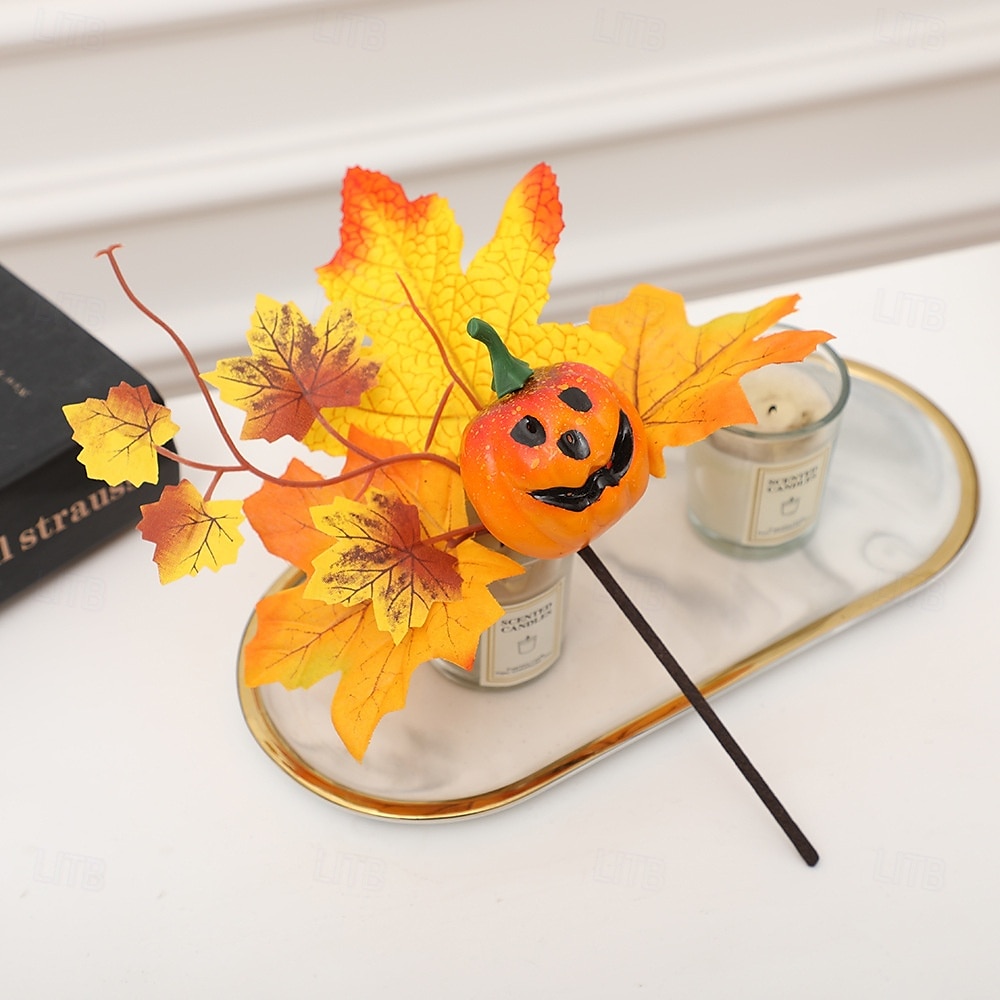 Φθινοπωρινό στολίδι για το Halloween με φύλλα σφενδάμου, κολοκύθα, κουκουνάρια και κόκκινα μούρα για διακόσμηση φθινοπωρινού φεστιβάλ συγκομιδής, τρομακτική σκηνή για το Halloween, φθινοπωρινά 2025 - $3.49 –P19
