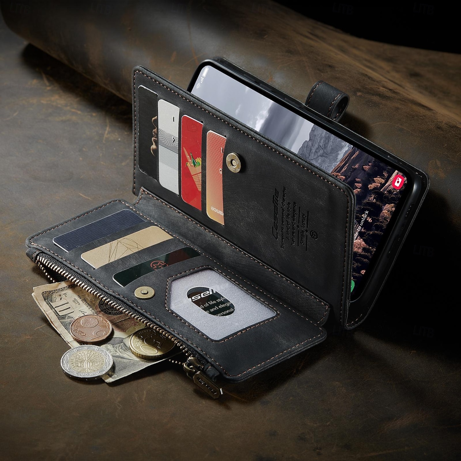 Case with Wrist Strap CASEME C30 Samsung Series Zip Multi-Card Pouch PU Leather Case 2025 - $17.99 –P6
