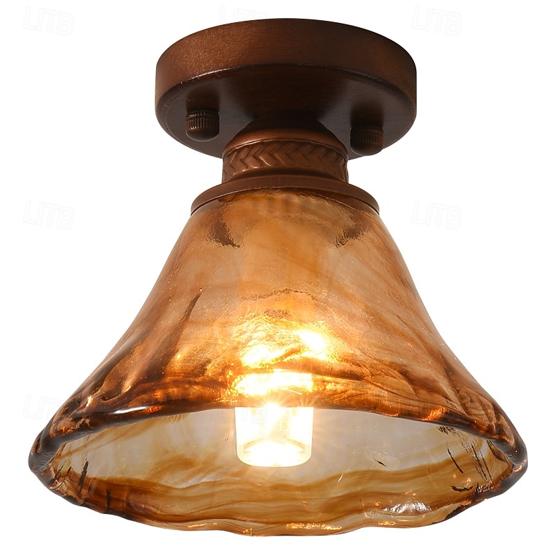 Retro Glass Aisle Ceiling Lamp White Marble Ceiling Lamp Ceiling Chandelier Semi Flush Mount Ceiling Light Fixture 85-265V 2025 - $93.99 –P6