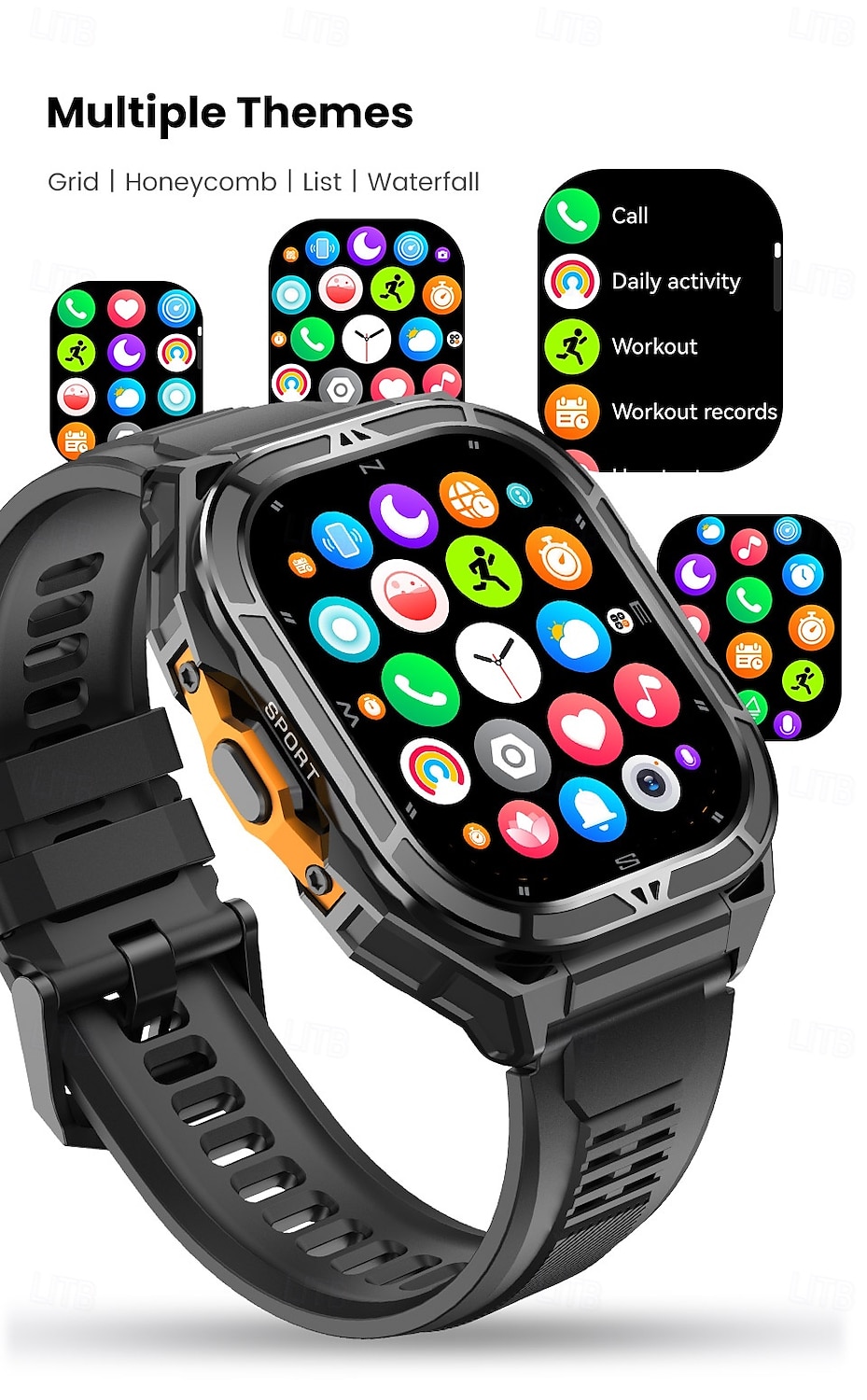 X5 Montre intelligente 1.96 pouce Smartwatch Montre Connectée Bluetooth Rappel d'appel Moniteur d'Activité Moniteur de Fréquence Cardiaque Rappel sédentaire Trouver mon Appareil Compatible avec de 2025 ? $68.99 –P10