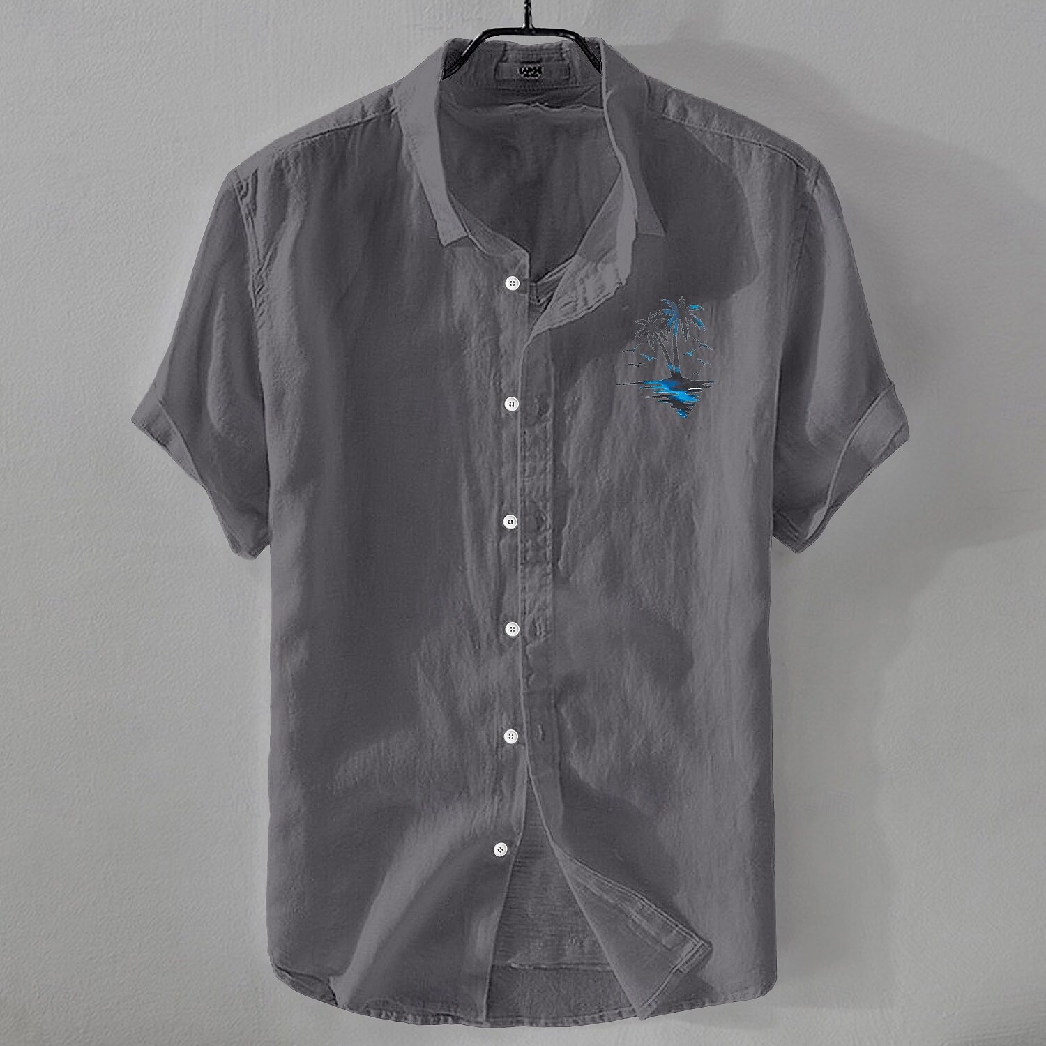 Per uomo Camicia Camicia di lino Camicia Estiva Camicia da Spiaggia Camicia con Bottoni Albero di Cocco Vacanza Ferie Nero Bianco Rosa Blu Manica Corta Collo ripiegato Estate Abbigliamento del 2025 a $21.99 –P5