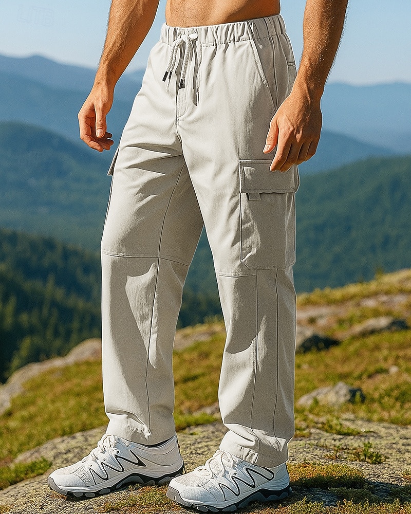 Herren Cargohosen Wanderhosen Außen Normale Passform Wasserdicht Winddicht Unterteile Kordelzug Tasche Schwarz Khaki Camping / Wandern Laufen S M L XL XXL 2025 - $25.99 –P4