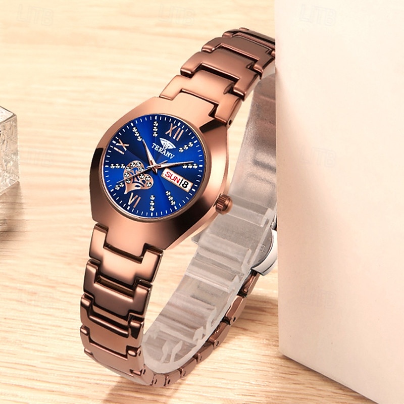1 stuk nieuwe modieuze en trendy kalender datumweergave dames quartz horloge IPX7 waterbestendig lichtgevende legering band eenvoudig maar luxe casual leven reizen sport dames zakelijk polshorloge 2025 - $19.99 –P1