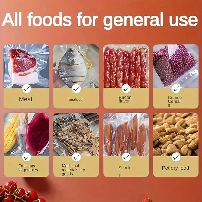 Vakuový balicí stroj Food Saver se 100 ks sáčků, malý automatický domácí vakuový balicí stroj na potraviny, vakuový balicí stroj pro uchování čerstvosti vařených a syrových potravin 2026 - $32.99 –P6