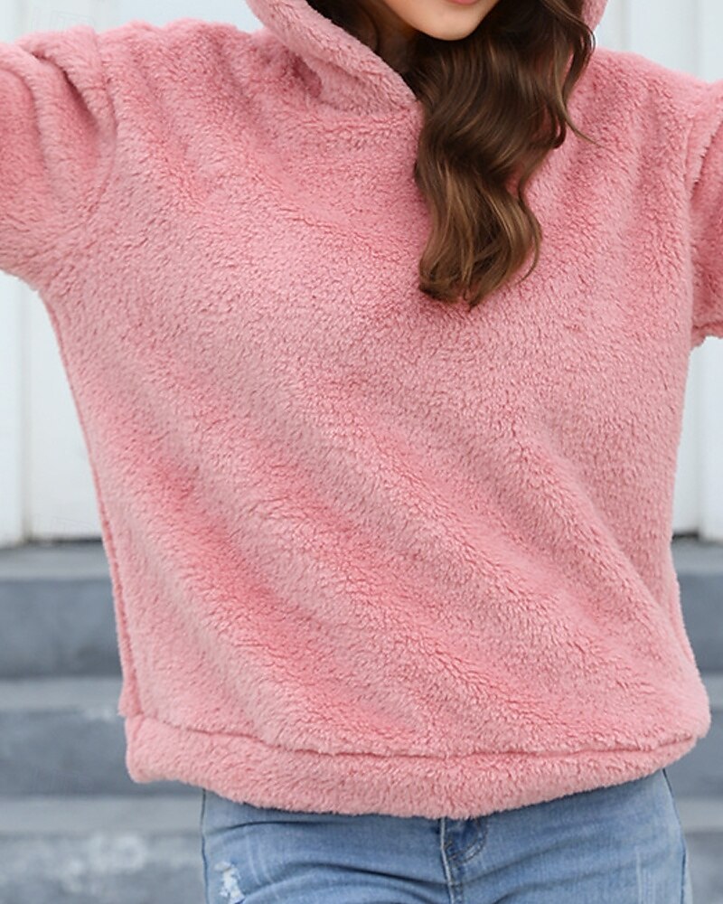 Per donna Felpa con cappuccio Semplice Streetwear Casual Manica Lunga Con Cappuccio Top Regolari Streetwear Ferie Uscire Rosa Inverno del 2025 a $25.99 –P4