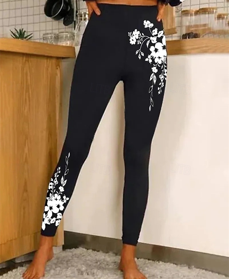 Per donna Pantaloni Eleganti Leggings Collant Atletico Lunghezza intera Naturale Grafico Stampato Comodo Sollevamento glutei Controllo addominale Yoga Casual Quotidiano Oro nero Nero 1 # Nero 2 del 2025 a $14.99 –P8
