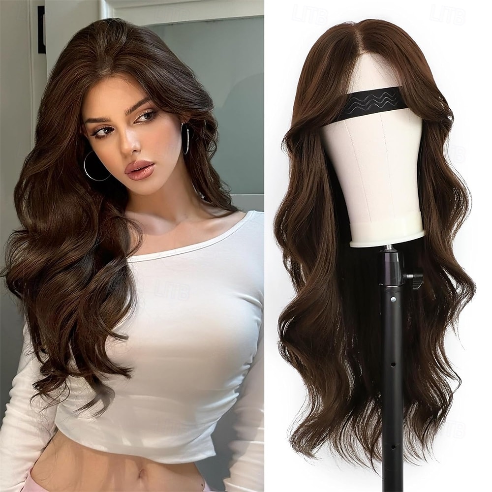 Syntetické paruky Kudrny Střední část na stroji Paruka Dlouhý Tmavěhnědá Černá Béžová Ombre Gray Ombre Blonde Umělé vlasy Dámské Měkký povrch Módní Snadné přenášení Blonďatá Černá Tónované 2025 - $27.99 –P2