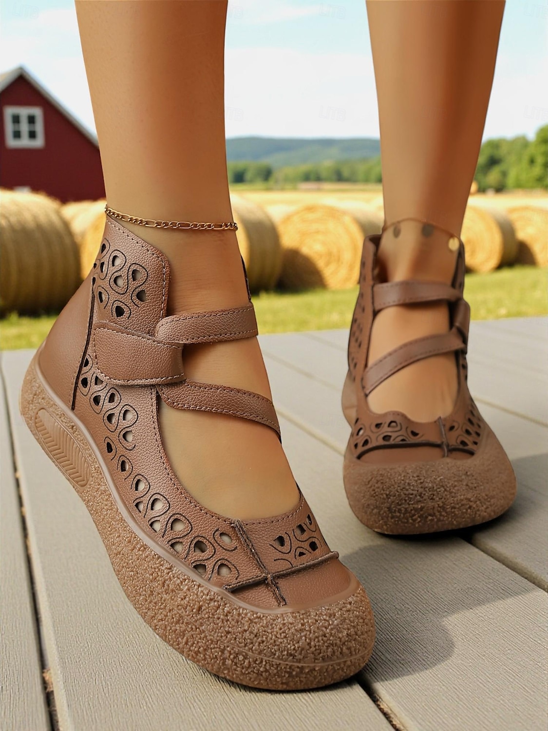 Mary-Jane-Schuhe aus Kunstleder mit weiter Passform und Cut-outs – bequemer Retro-Casual-Stil für Bauernhofbesuche, Gartenspaziergänge und Wochenendausflüge 2025 - $29.99 –P6