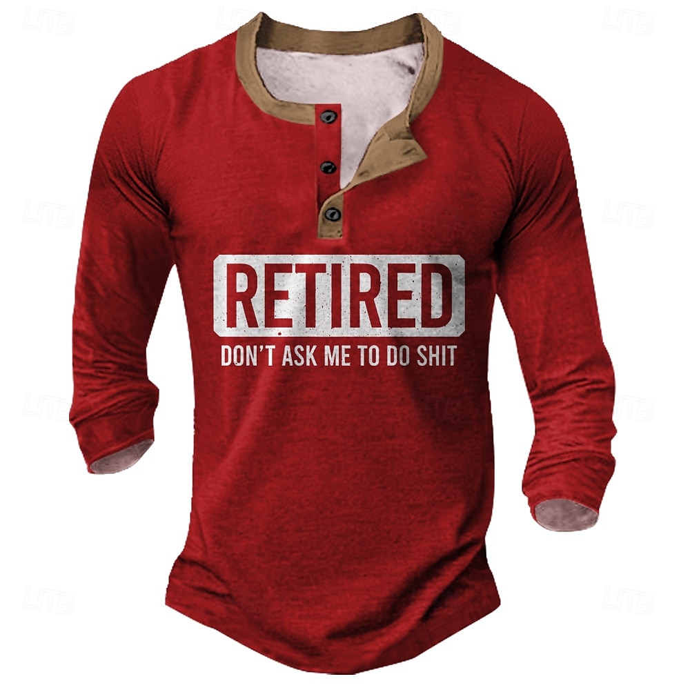 Voor heren Tekst Grappig jargon Henley-shirt Lange mouw Modieus leuke Style Dagelijks Casual Feestdagen Uitgaan Lente & Herfst Alle seizoenen Zwart Groen Bordeaux Marineblauw Henley Henley-T-shirt 2025 - $22.99 –P3