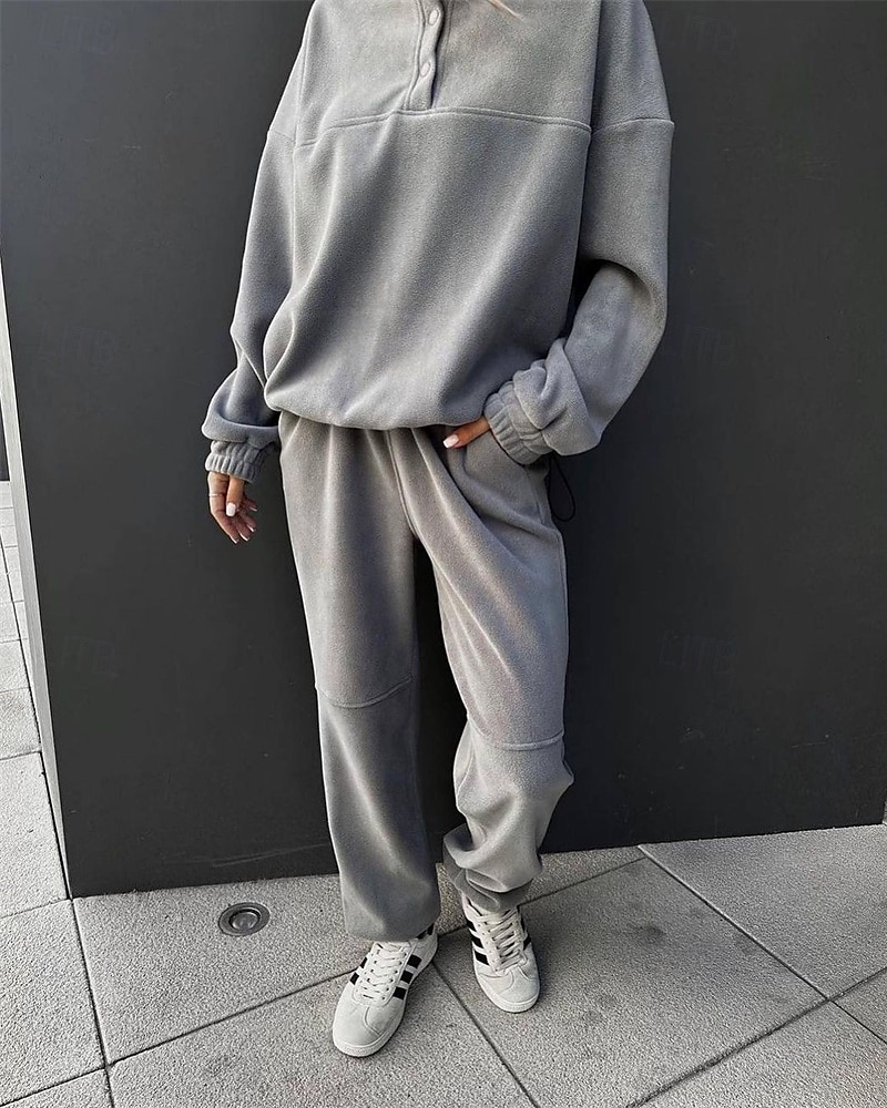 Női Divat Utcai sikk Tracksuit Nadrág szettek Hosszú ujj Állógallér Sima Hétköznapi viselet Randi Fekete Burgundi vörös Szürke Tavasz & Ősz Normál 2025 - $28.99 –P5