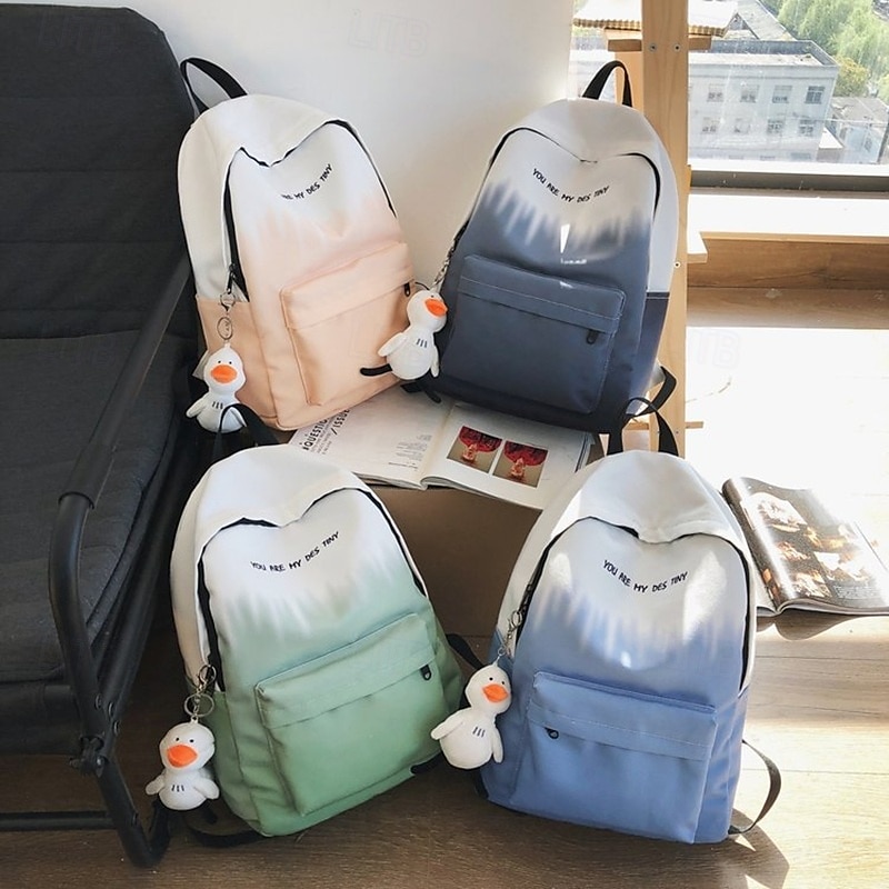 Sac à dos dégradé esthétique pour adolescentes – cartable léger avec porte-clés canard mignon, cartable pastel doux pour la rentrée ou un usage quotidien de 2025 ? $26.99 –P1