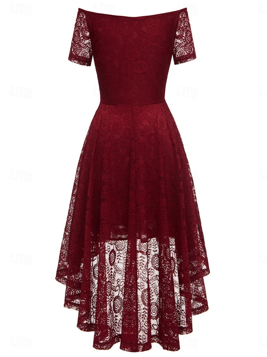 Dámské Midi šaty Krajkové šaty Koktejlky Šaty pro svatební hosty Šifón Elegantní Módní Moderní Venkovní Koktejlový večírek Běžný Bez vzoru Krátký rukáv Pod rameny Černá Světlá růžová Fialová Léto 2025 - $31.99 –P13
