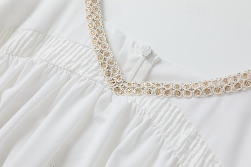 Dam Mini klänning Sommarklänning Slipklänning Boho-klänning Västerländsk klänning Mode Klassisk Modern Utomhus Semester Helgdag Normal Slät Ärmlös Smala axelband Beige Sommar 2025 - $28.99 –P7