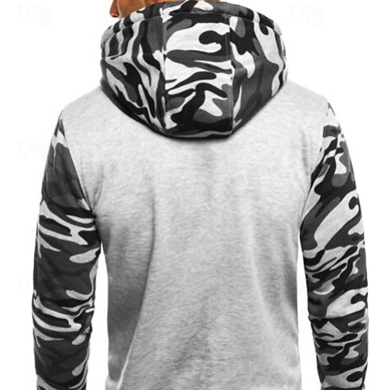 Herren Kapuzensweatshirt Pullover Kapuzensweatshirt Fleece Kapuzensweatshirt Taktischer Kapuzensweatshirt Hell Gray Dunkelgray Mit Kapuze Tarnung Tasche Sport & Outdoor Täglich Streetwear Basic 2025 - $21.99 –P6