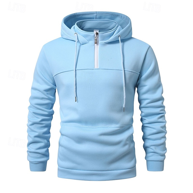 Per uomo Felpa con cappuccio Felpa con cappuccio e zip corta Aalbicocca Nero Vino Blu marino Verde scuro Con Cappuccio Semplice Coulisse Zip a un quarto Sport & Outdoor Quotidiano Ferie Poliestere del 2025 a $21.99 –P6