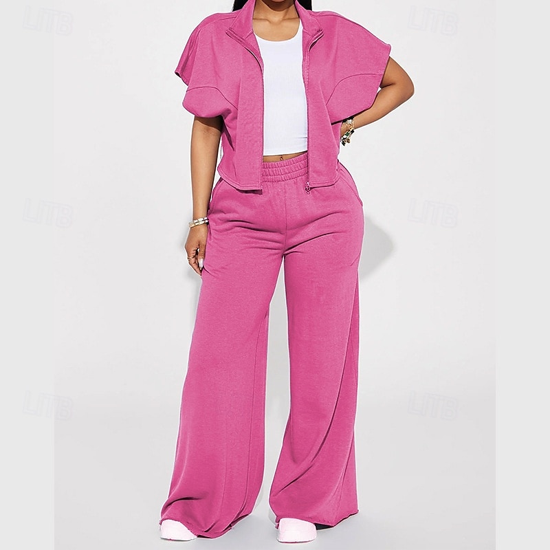 Mujer Perneras anchas Chinos Casual Medio corto Cintura Media Plano Perneras anchas Cintura elástica Confortable Transpirabilidad Deporte Casual Diario Negro Amarillo Rosa Vino Primavera Otoño Holgado 2025 - $22.99 –P6