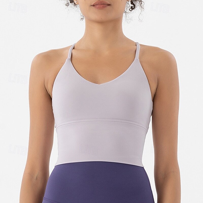 Damen Yoga Crop Tank Top Sport-BH Unterwäsche Medium Unterstützung Bürgellos Gefüttert Einfarbig Sport Sportkleidung Hellrosa Meerblau Pilates Laufen Yoga 2025 - $21.99 –P11