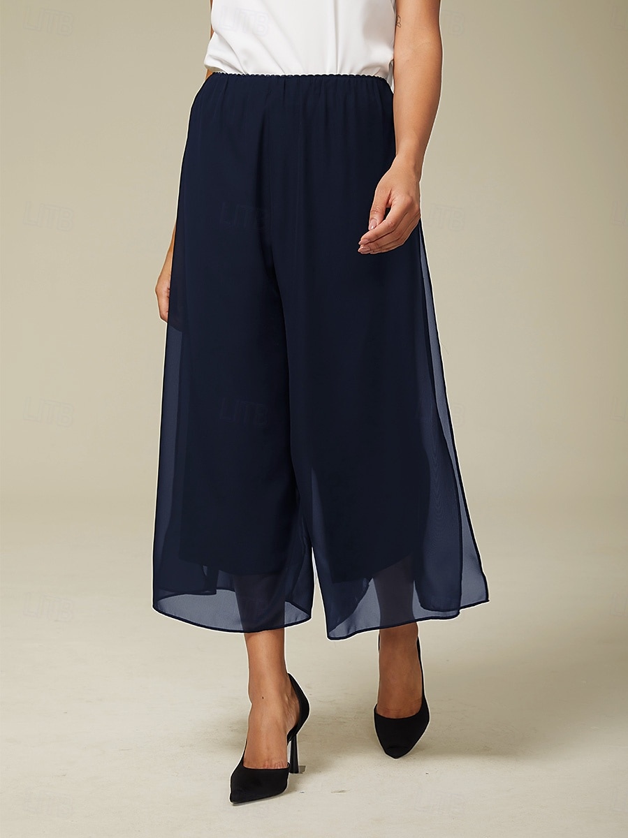 Dam Trosor Semester Klassisk Vadlängd Medium Midja Elastisk midja Trendig Mode Elastisk Formell Kontor Vardag Marinblå Sommar Vår Höst 2025 - $49.99 –P6