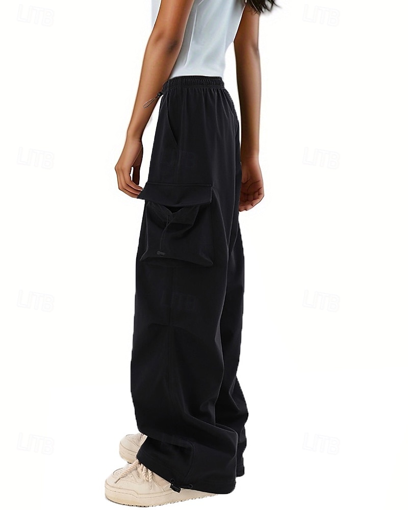 Femmes Pantalons Cargo Slacks Streetwear Occasionnel Longueur complète Naturel Uni Avec Poches Conception à cordon élastique Doux Rue Fête Week-end Noir Rose Automne Coupe régulière de 2025 ? $22.99 –P10