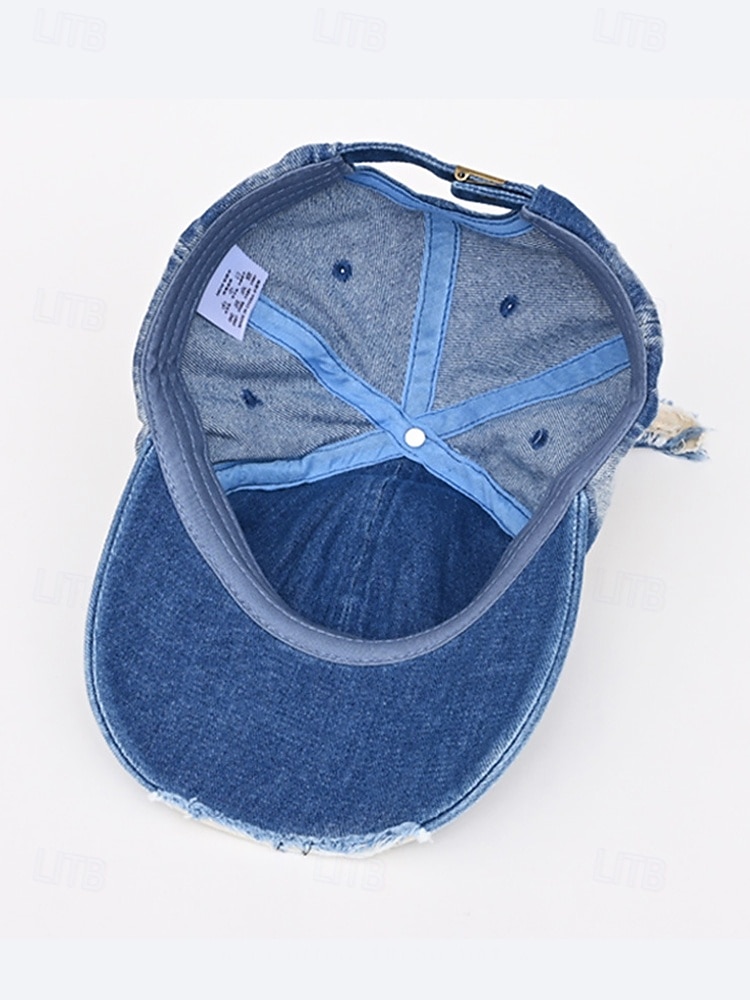 Gorra de béisbol vaquera desgastada para mujer con orejas de gato: sombrero vintage para disfraz de Halloween, estilo lindo y vanguardista para fiestas, cosplay y festivales. 2025 - $24.99 –P8