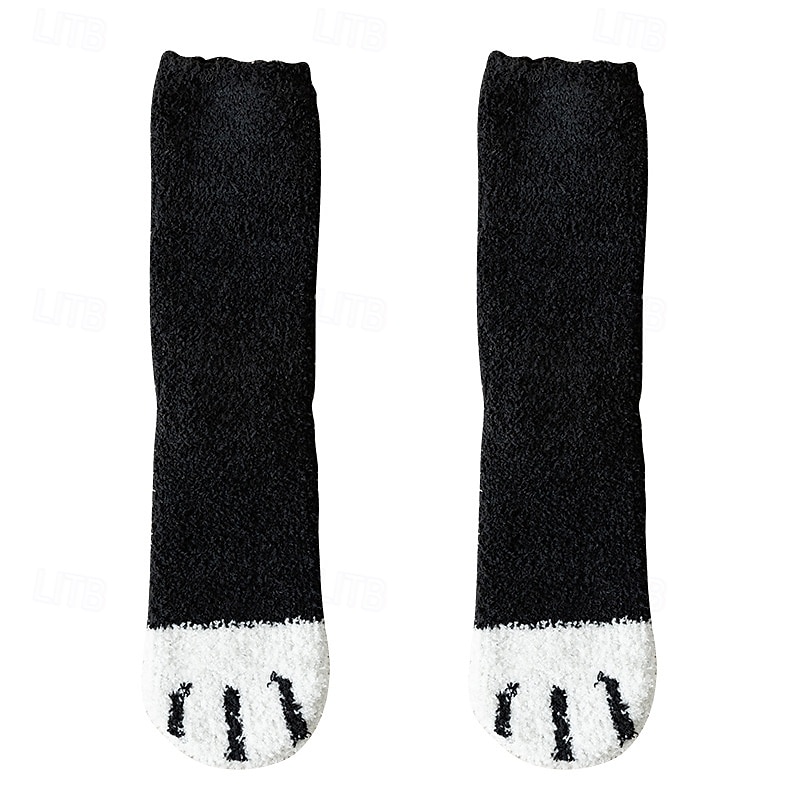 3 Pairs Cute Cat Claw Socks Fuzzy Coral Fleece Winter Warm Sleep Socks for Women Cozy Mid Calf Thick Soft Indoor Floor Socks 2025 - $10.99 –P13
