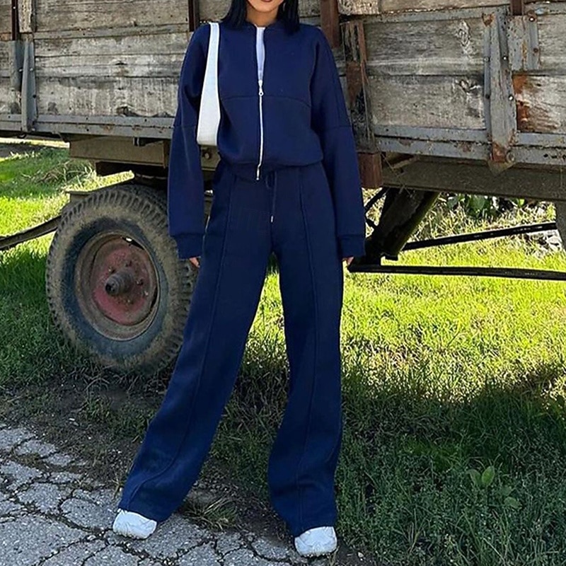 Per donna Tuta da Ginnastica Pantaloni da Tuta Abiti da salotto Con zip Tasca Tinta unita Completo Abbigliamento Autunno & Inverno Nero Bianco Palestra Allenamento Corsa Vita Alta Antivento Leggero del 2026 a $40.99 –P8