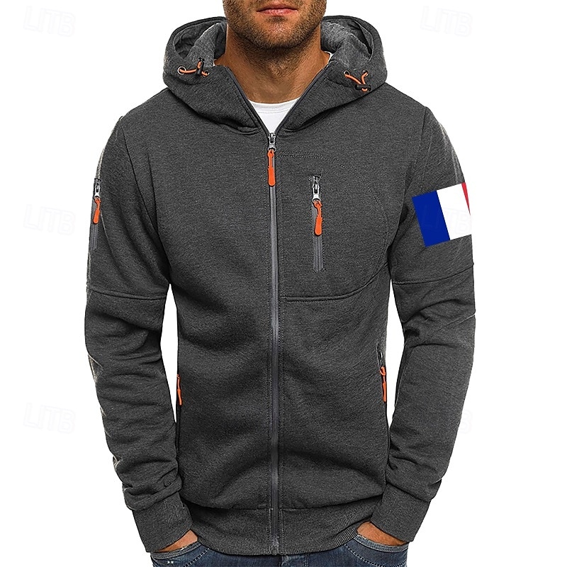 Homme Sweat à capuche Sweat à capuche zippé intégral Veste de survêtement Noir Blanche Vin Vert Véronèse bleu marine À capuche Uni Zip Up Patchwork Poche Avant Sport & Loisir Occasionnel Quotidien de 2025 ? $26.99 –P3