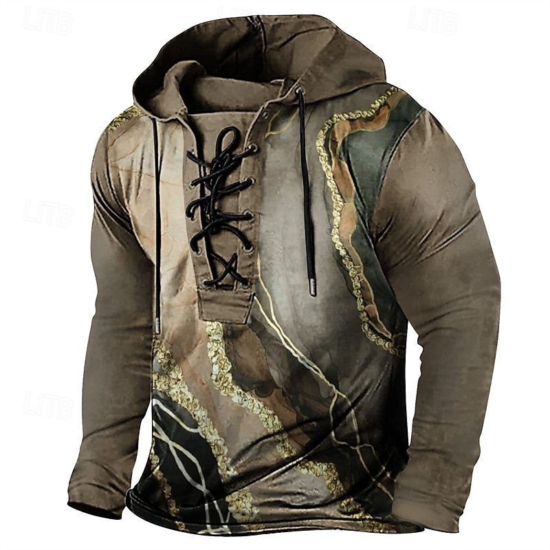 Bărbați Tricou Tricouri Tee Top Tricou cu maneca lunga Manșon Lung Capișon Primăvară Toamnă Imprimeu Epocă Designer De Bază Cu Șiret Vacanță Stradă Ieșire Roșu-aprins Mov Maro Top tricou pentru 2025 - $36.99 –P3