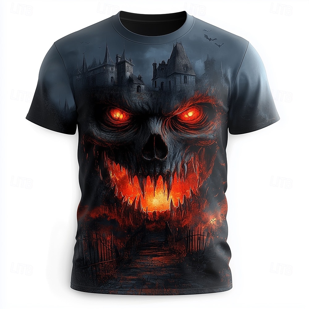 Halloween Pánské Lebky 3D Plamen Tričko Krátký rukáv tričko 3D tisk Tričkový Košile Přehnaný Designové Horor Párty ulice Ležérní Černá Bílá Rubínově červená Léto Jaro Celý rok Oblečení S M L XL XXL 2025 - $17.99 –P2