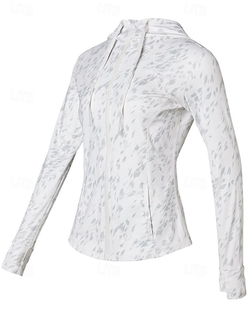 Femmes Veste de course Veste d'extérieur Veste à capuche Cordon de serrage manche longue Top Athleisure Protection solaire Coupe-vent Extérieur Course Yoga Tenue de sport Tenues de Sport Blanche Vert de 2025 ? $35.99 –P4