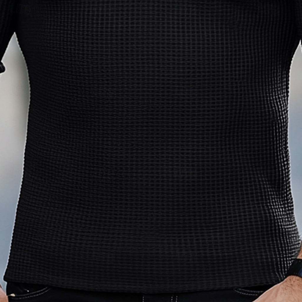 Per uomo Maglietta Maglia Henley Manica Corta Tribale Testurizzato Tinta unita Designer Essenziale Stile Boho Stampato Bottonato Scollo a V Henley All'aperto Casuale Quotidiano Estate Autunno Tutte del 2025 a $26.99 –P3