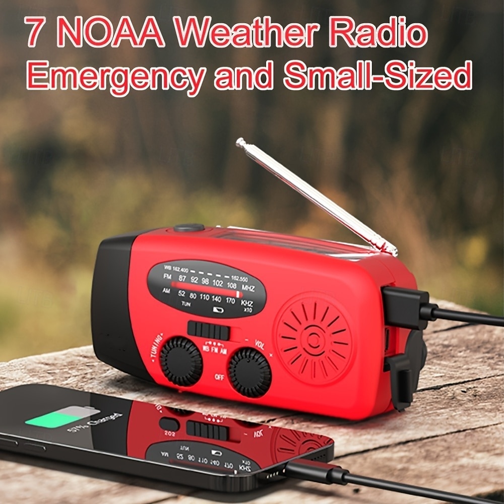 Radio de emergencia 276 FM/CD/TTY - Pronóstico meteorológico AM/NOAA de 7 días, 4 horas de autonomía, banda dual (VHF/UHF) con batería de litio 18650, radio portátil de mano para acampada, senderismo 2025 - $55.99 –P10