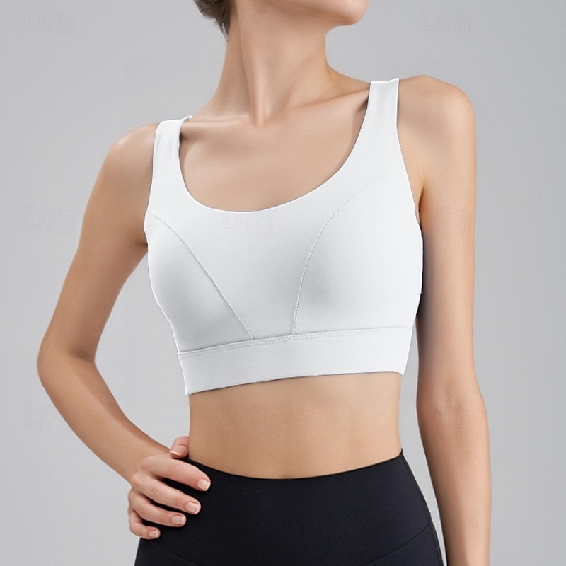 Dam Träningslinnen Sportbehåar Underkläder Medium stöd Andningsfunktion Trådlös Vadderad Enfärgad / vanlig färg Sport Sportkläder Vit Blå Gym Kondition Yoga 2025 - $20.99 –P12