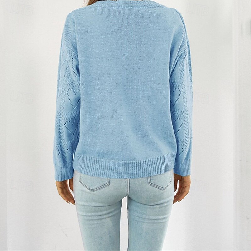 Femmes Pull Occasionnel Couleur Unie Épais Col en V Tricoté Trou manche longue Hauts Réguliers Tricoter Quotidien Fête Sortir Jaune Rose Claire Automne Hiver de 2025 ? $22.99 –P7