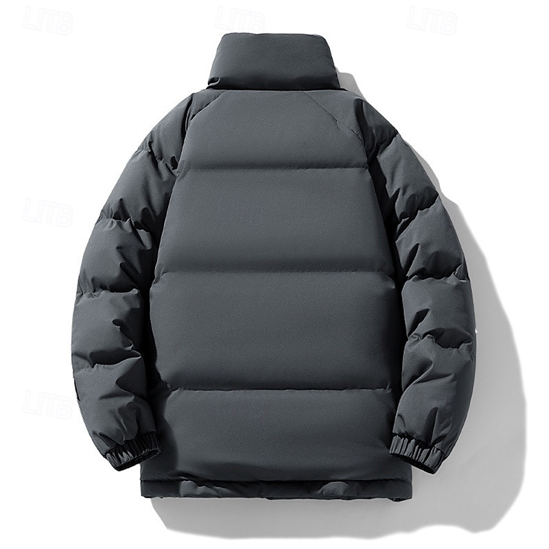 Herre Fleece-jakke Pufferjakke Vinterjakke Vinter utendørs Lapper Hold Varm Topper Mørkegrå Svart Hvit kaffe 2025 - $39.99 –P6