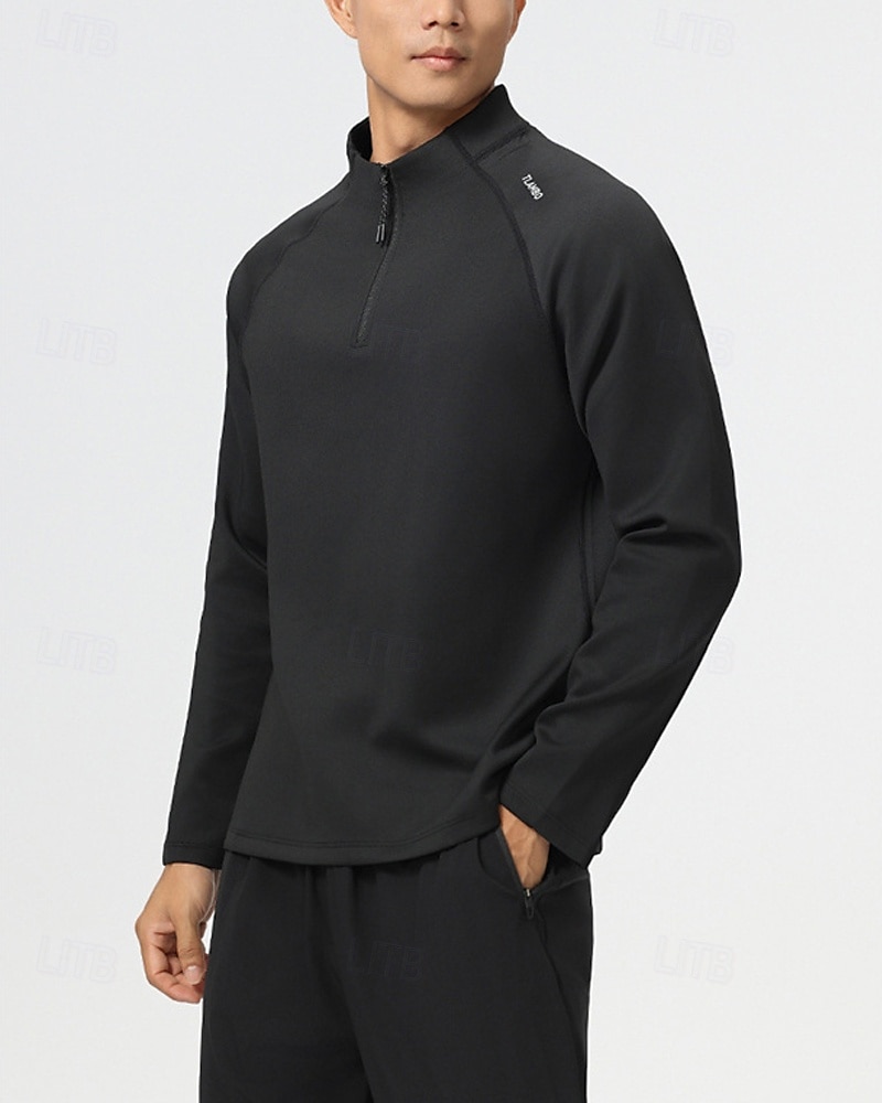 Hombre Sudadera tipo jersey Camisa para senderismo cima de senderismo Manga Larga Escote Chino Camiseta Al aire libre Reductor del Sudor Transpirable Invierno Cremallera de un cuarto Poliéster Negro 2025 - $14.79 –P5