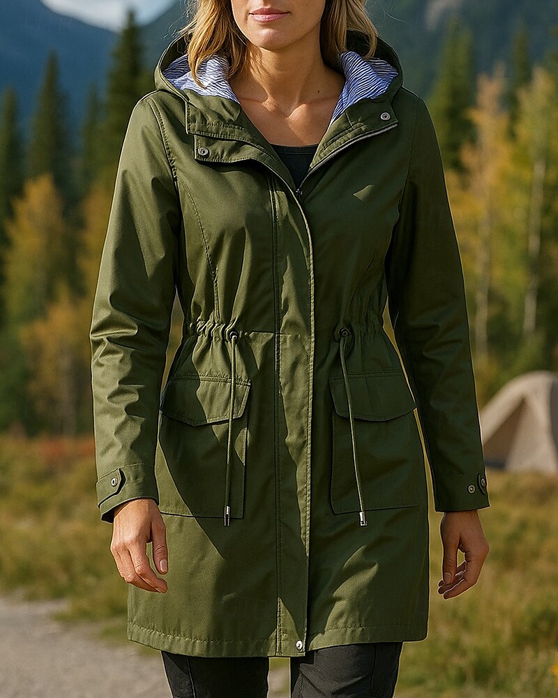 Women's Windbreaker Hiking Jacket rain coat Outdoor Waterproof Windproof Hiking Outfits Hiking Clothes Spring Autumn / Fall Top Camping / Hiking / Caving Running Solid Color Black Army Green Red 2025 - $48.99 –P4