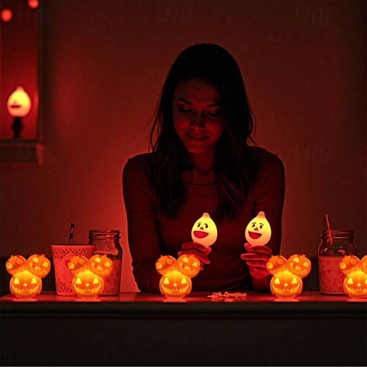 2025年 ハロウィンかぼちゃランタン 光る装飾小道具 3頭ミュータントかぼちゃランタン 雰囲気のある飾りランプ 1個  コレクション – $4.99 –P4
