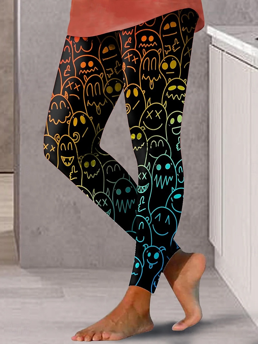 Women's Leggings Vacation Vintage Fashion Ankle-Length High Waist Graphic Pumpkin Printing Soft Breathable Stretchy Outdoor Daily Black Blue Orange Spring Fall Winter Slim Fit 2025 - $19.99 –P3