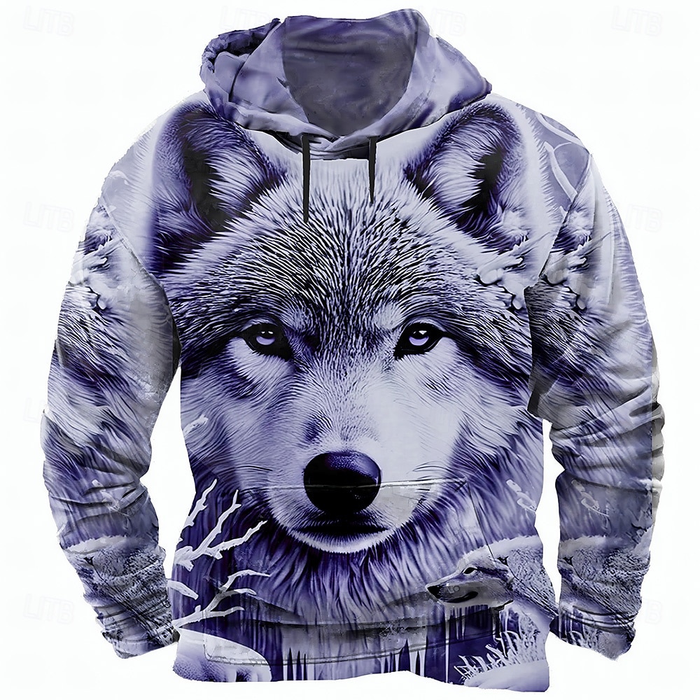Hombre Lobo 3D Sudaderas Sudadera Sudadera Sudadera con capucha Cuello Barco Fresco Impresión 3D Discoteca Ropa de calle Blanco Azul Piscina Correa Otoño Invierno Diseñador 2025 - $26.99 –P4
