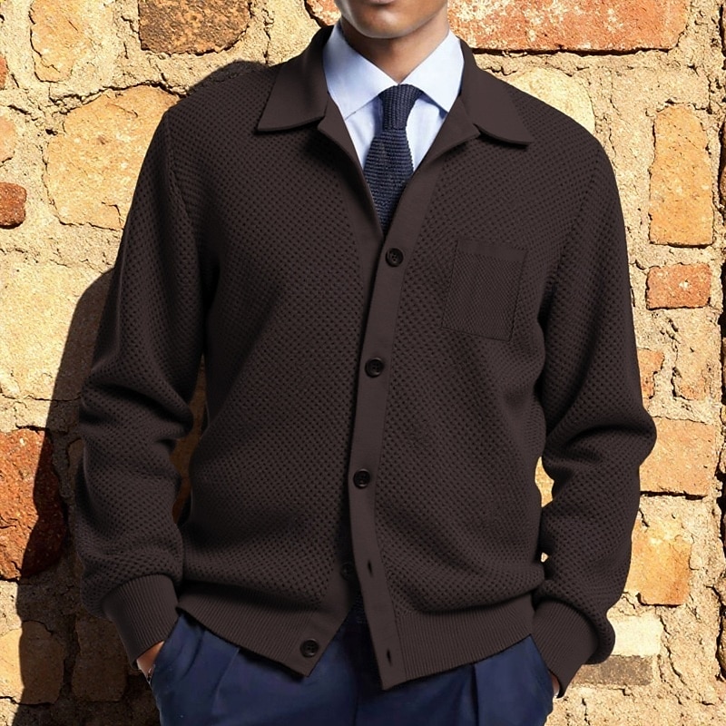 Herren Pullover Strickjacke Gerippt Stricken Normale Oberteile Gestrickt Einfach Umschlagkragen Klassisch Moderne zeitgenössische Lässig Alltagskleidung Bekleidung Frühling & Herbst Kaki Kaffee M L XL 2025 - $51.99 –P2