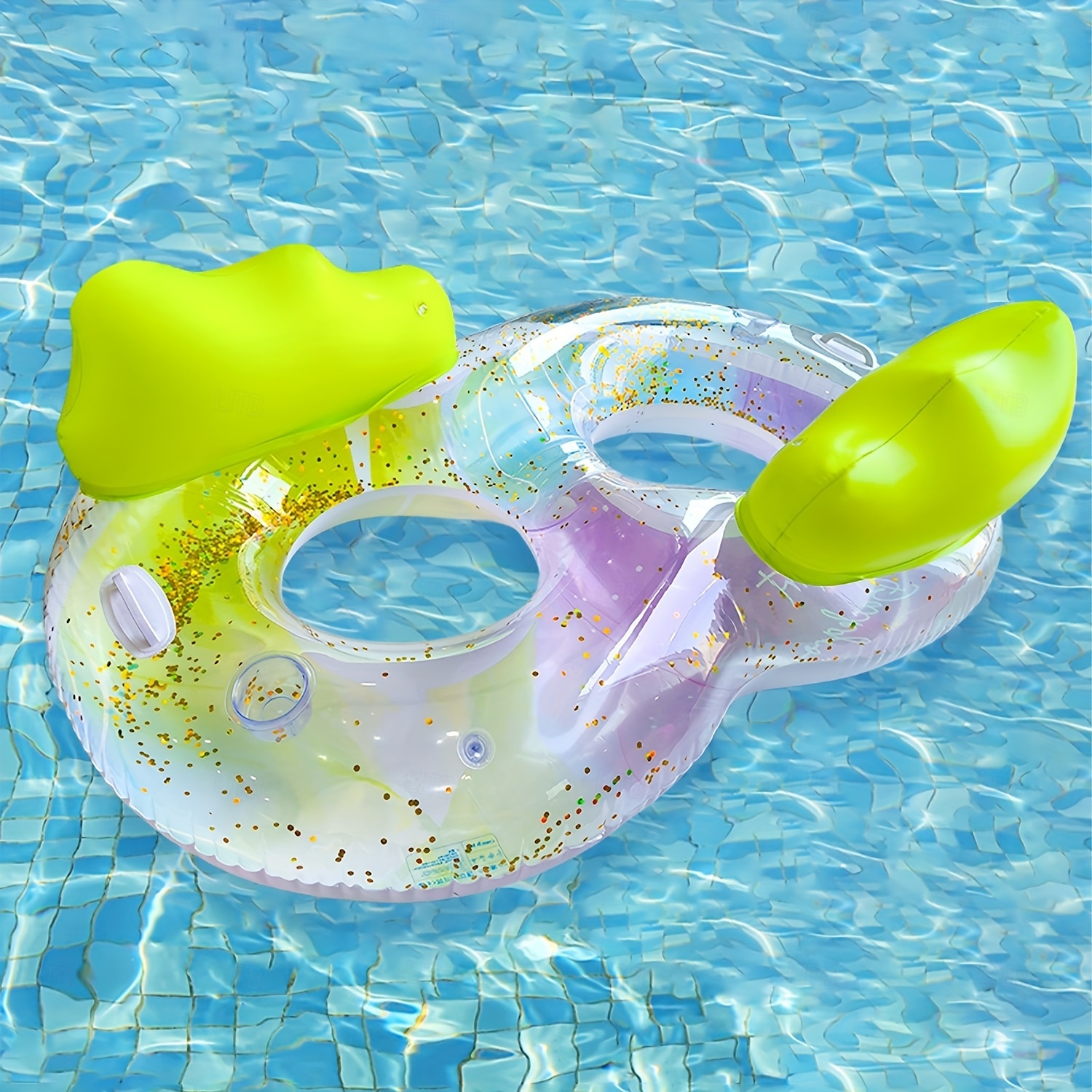 2-Person Inflatable Cloud-Shaped Swimming Ring with Built-in Backrest and Cup Holders - Durable PVC Material Vibrant Green Design for Pool Fun Pool Floats 2025 - $66.99 –P5