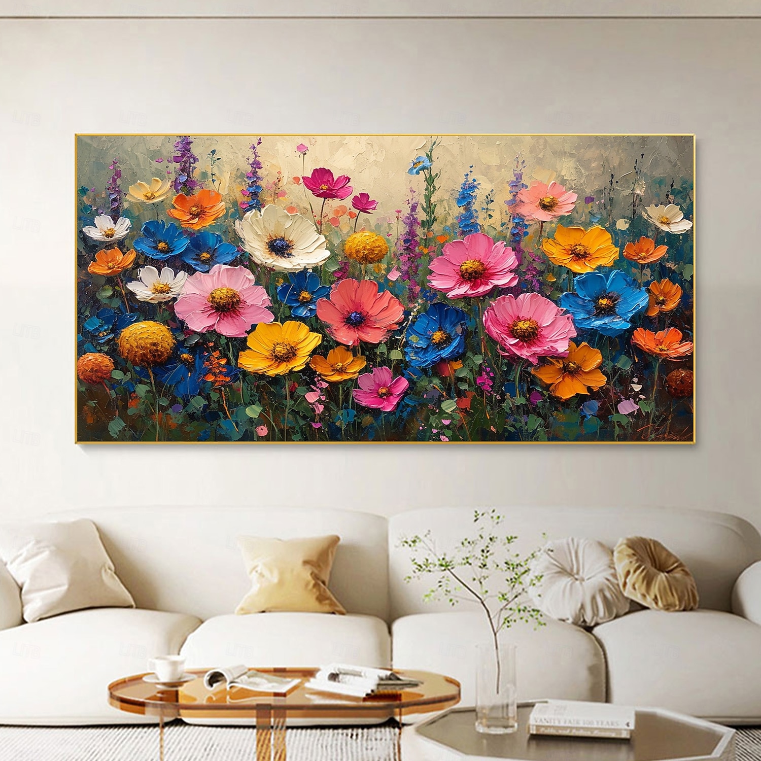 handgemachtes Ölgemälde auf Leinwand, Wandkunst, Dekoration, abstraktes, farbenfrohes Blumengemälde, Blumengemälde für die Inneneinrichtung, gerolltes, rahmenloses, ungedehntes Gemälde 2025 - $147.99 –P4