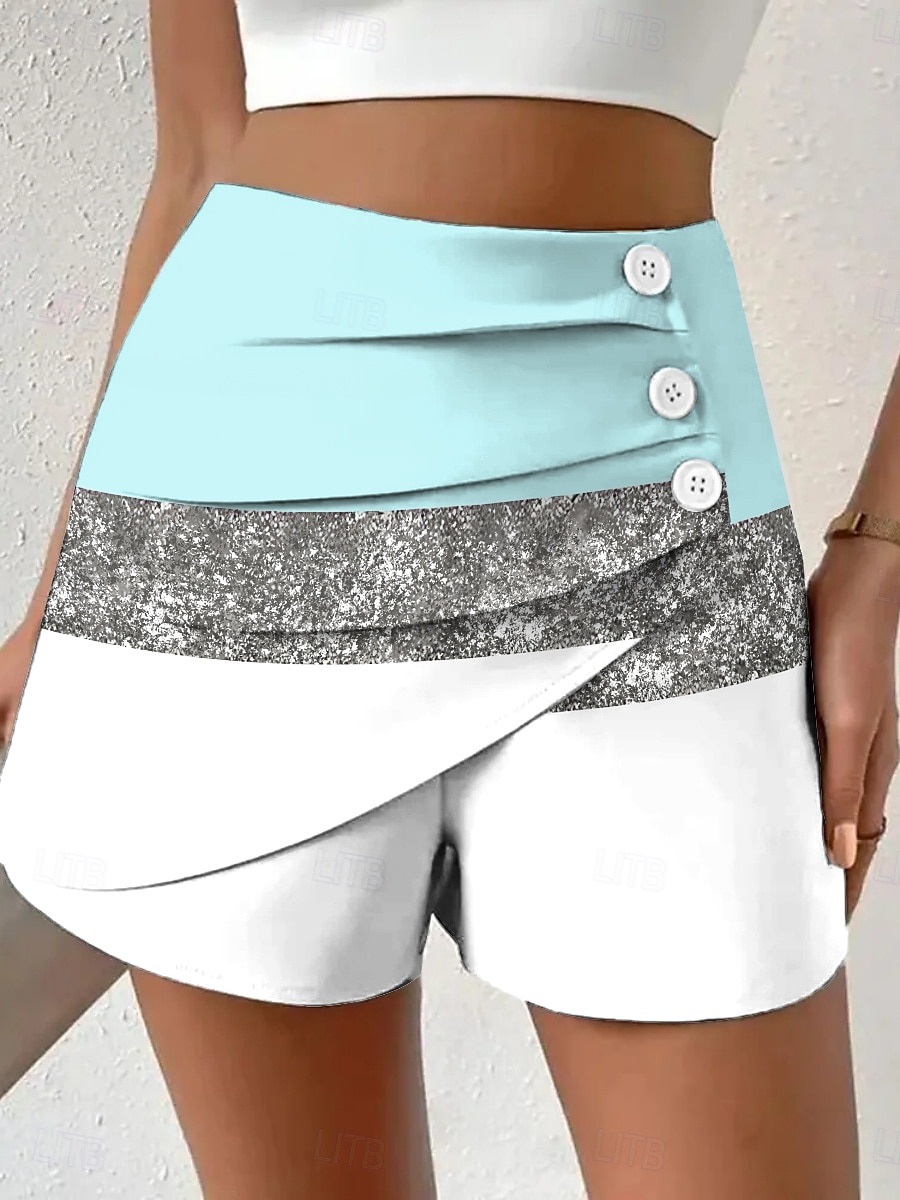 Dam Kinesiska Shorts Semester Vintage Etnisk Stil Kort Hög midja Grafisk Geometrisk Färgblock Plisserad Oelastisk Semester Gata Dagligen Violett Rödhakeägg blå Rosa Grön Sommar Vår Normal 2025 - $17.99 –P2