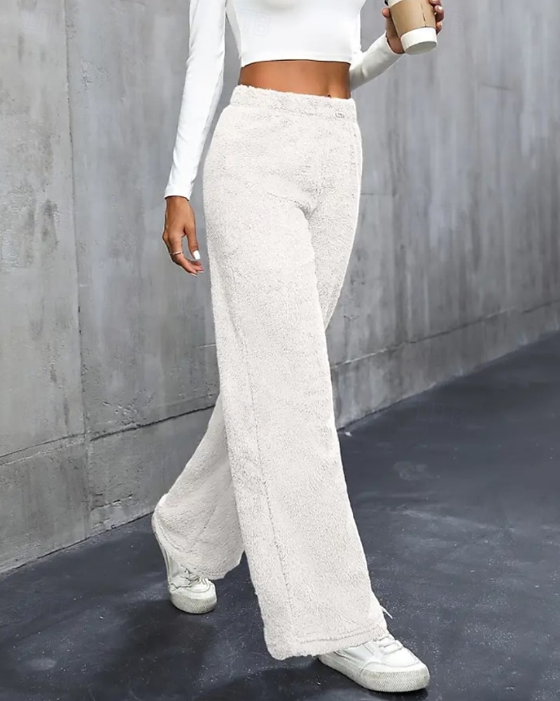Per donna Gamba larga Pantaloni Eleganti Streetwear Casual Lunghezza intera Naturale Semplice Elastico in vita Confortevole Ferie Uscire Weekend Grigio Nero Bianco Cachi Autunno Vestibilità regolare del 2025 a $18.99 –P8