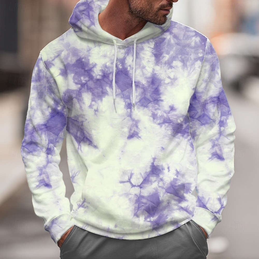 Per uomo Astratto Felpe con cappuccio Felpa Cool Festa Manica Lunga Girocollo Club Abbigliamento casual alla moda Blu Viola Coulisse Autunno Inverno progettista del 2025 a $26.99 –P5