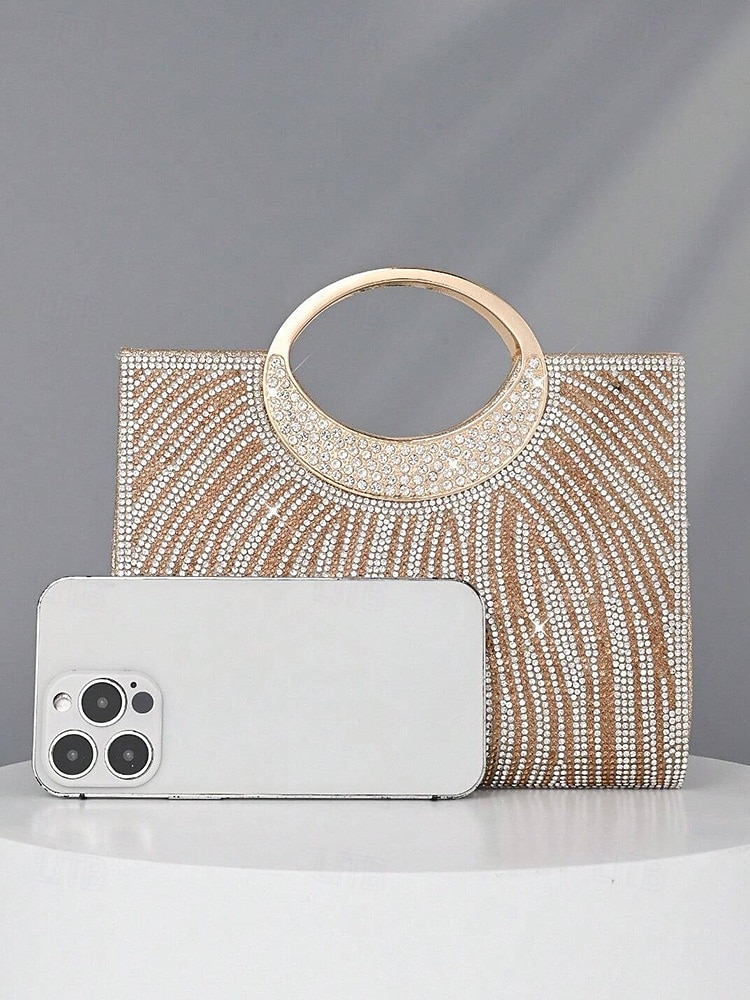 Women’s Rhinestone Evening Clutch Bag with Round Handle – Sparkly Gold Crystal Purse for Cocktail Parties, Weddings & Formal Events 2025 - $24.99 –P9