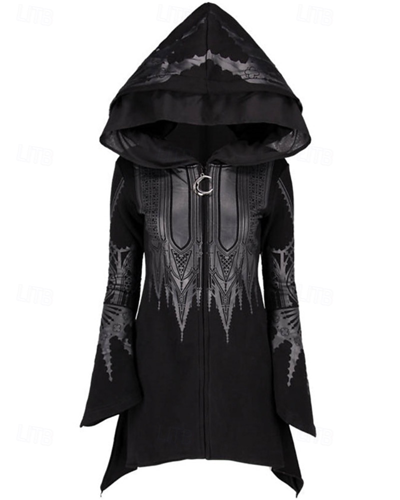 Per donna Giacca con Cappuccio Caldo Confortevole Cerniera Orlo irregolare Moda Fiore Streetwear Uscire Cerniera Lungo Con Cappuccio Vestibilità regolare Manica Lunga Capispalla Nero Autunno Inverno del 2025 a $25.99 –P3