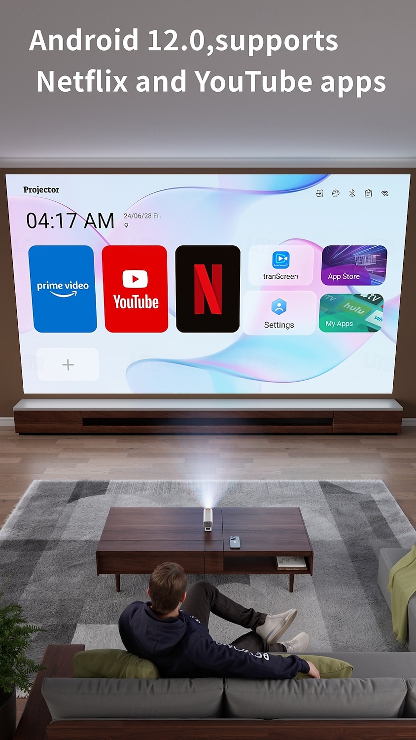 Super Convenient Mini Projection Home Theater 1080p Android Intelligent High-definition Home Wireless Projection Android Version Supports Wireless Same Screen Mobile Phones Supports USB Flash Drives 2025 - $68.99 –P10