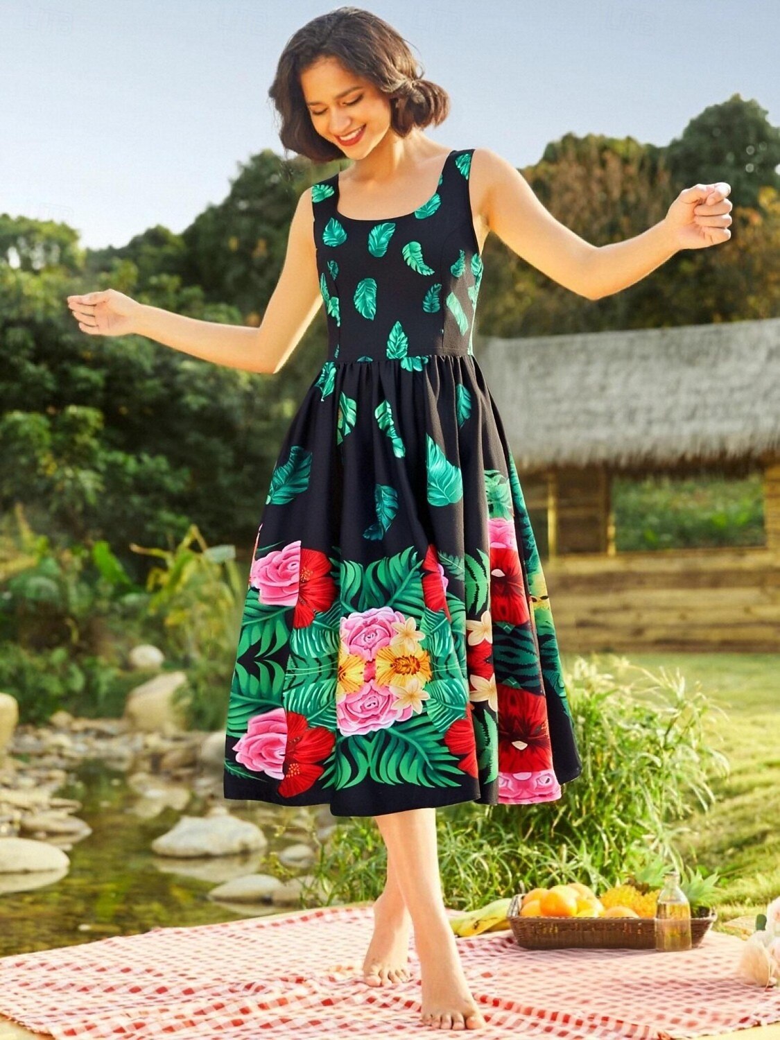 patterned denim dress Flower printed bodycon dress with tonal variations that Color:Softest Natural White Dress Shops Best Places
